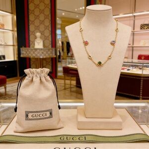 Gucci Gold Necklace with Colorful Gems